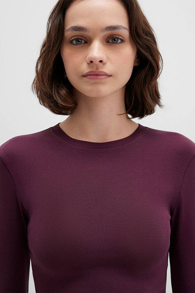 Kadın Uzun Kollu Penye 1612822-70434 Bordo 