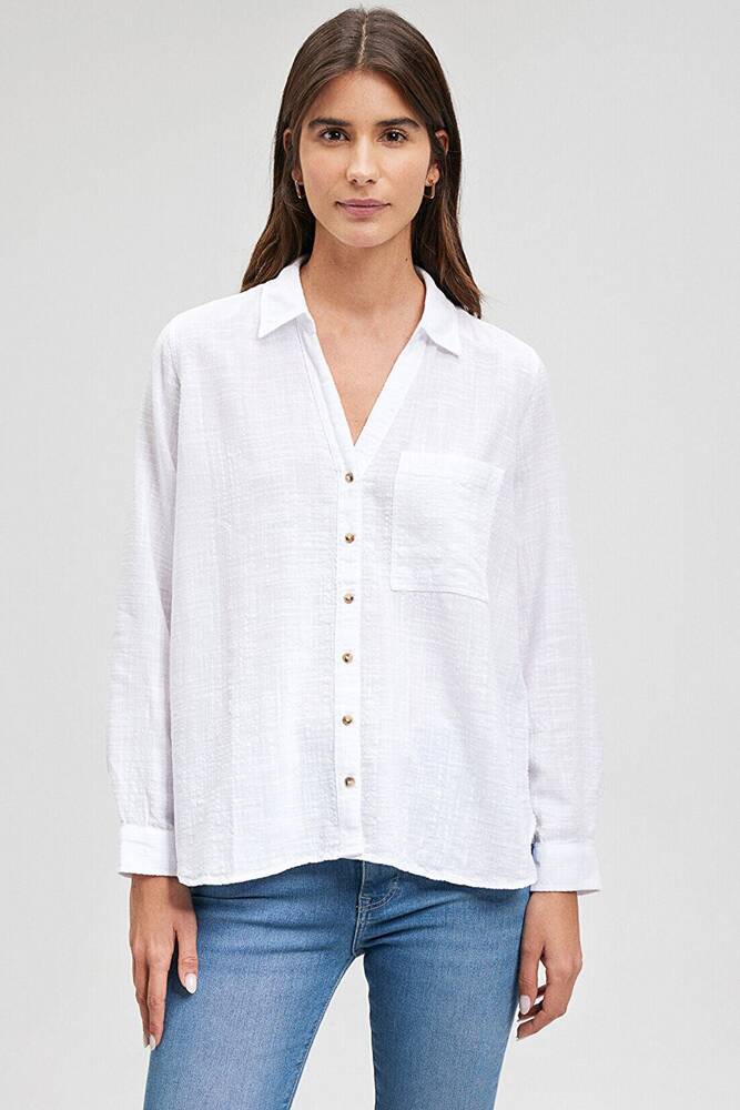 Kadın V Yaka Gömlek 1210604-620 Beyaz 