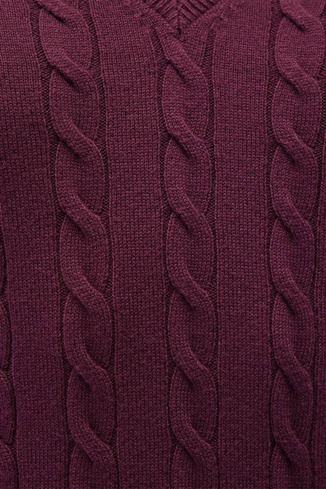 Kadın V Yaka Kazak 1710340-87830 Bordo 