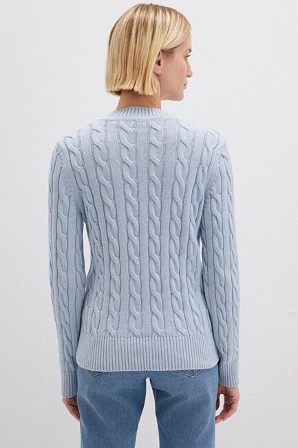 Kadın V Yaka Kazak 1710720-70813 Mavi - Thumbnail