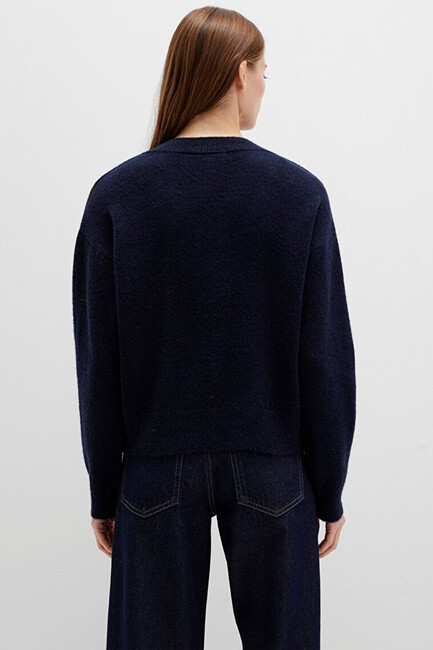 Kadın V Yaka Kazak 1710826-84371 Lacivert - Thumbnail