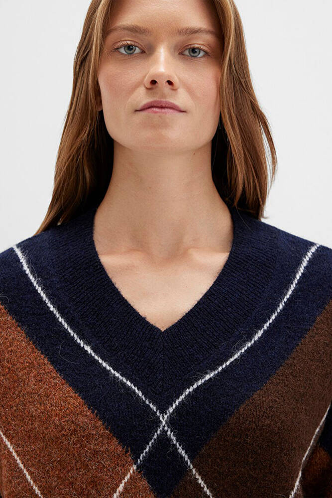 Kadın V Yaka Kazak 1710826-84371 Lacivert 