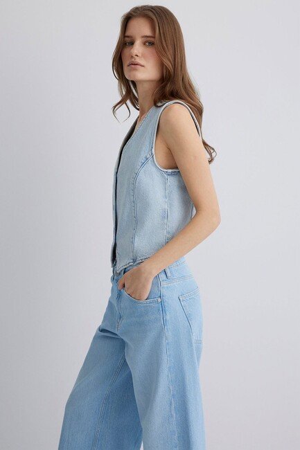 Kadın Vela Denim Yelek 1110448-89682 Mavi - Thumbnail