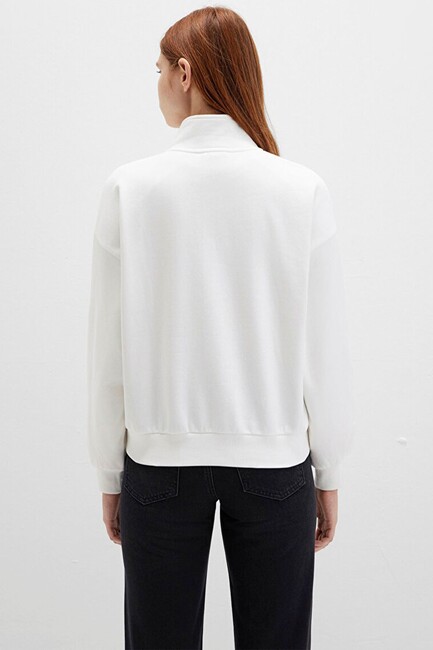 Kadın Yarım Fermuarlı Sweat 1S10502-70057 Beyaz - Thumbnail