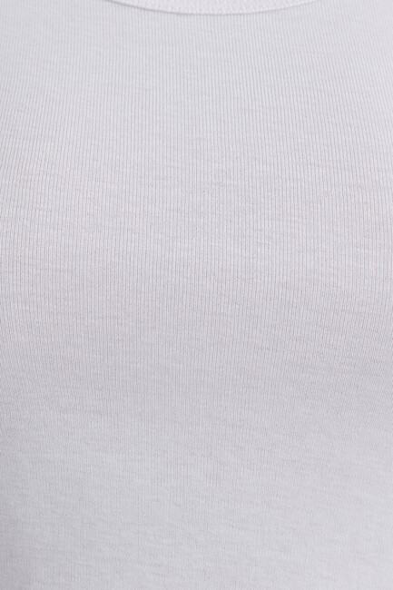 Kadın Yuvarlak Yaka Crop Basic Tişört 1612374-620 Beyaz - Thumbnail