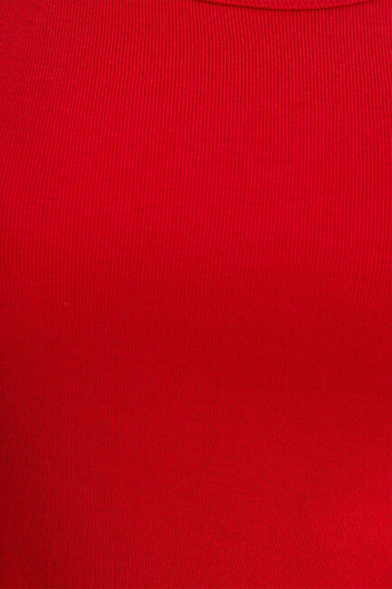 Kadın Yuvarlak Yaka Crop Basic Tişört 1612374-70467 Kırmızı - Thumbnail