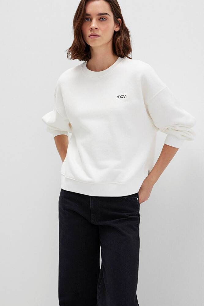 Kadın Yuvarlak Yaka Sweat 1S10490-70057 Beyaz 