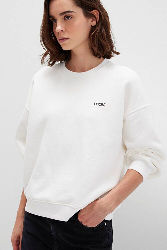 Kadın Yuvarlak Yaka Sweat 1S10490-70057 Beyaz 