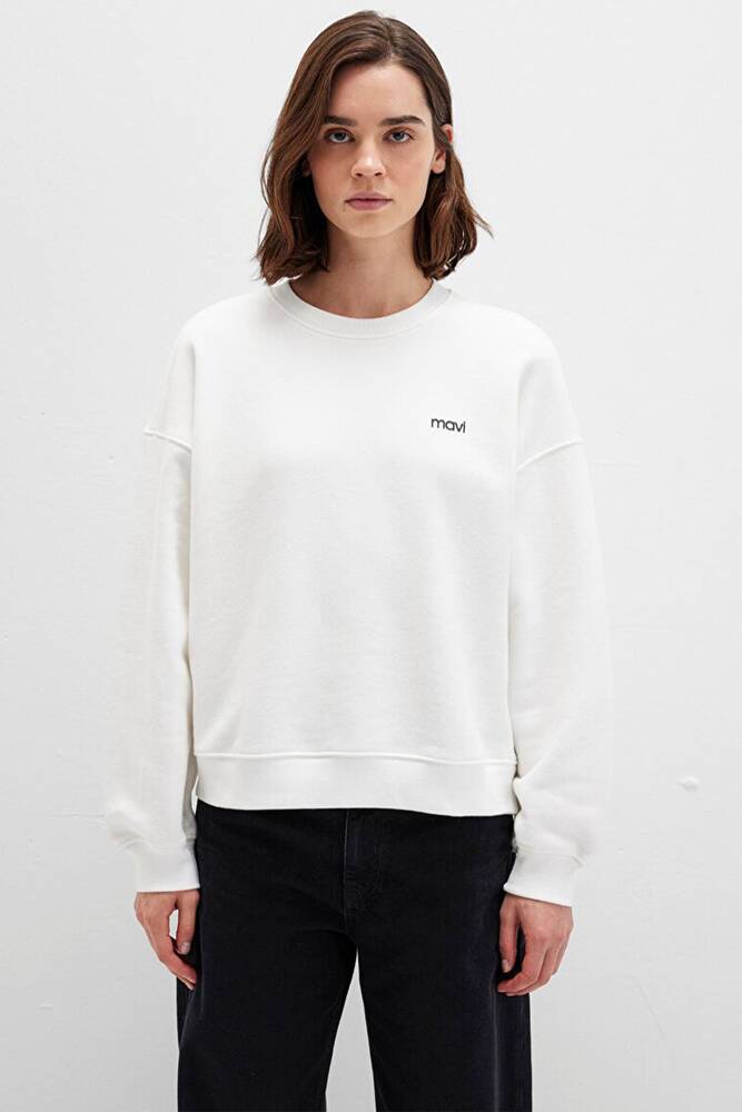 Kadın Yuvarlak Yaka Sweat 1S10490-70057 Beyaz 