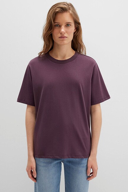 Kadın Yuvarlak Yaka Tişört 1600955-70434 Bordo (3)