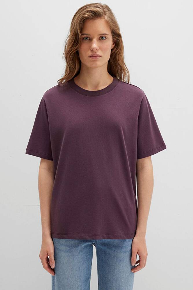 Kadın Yuvarlak Yaka Tişört 1600955-70434 Bordo 