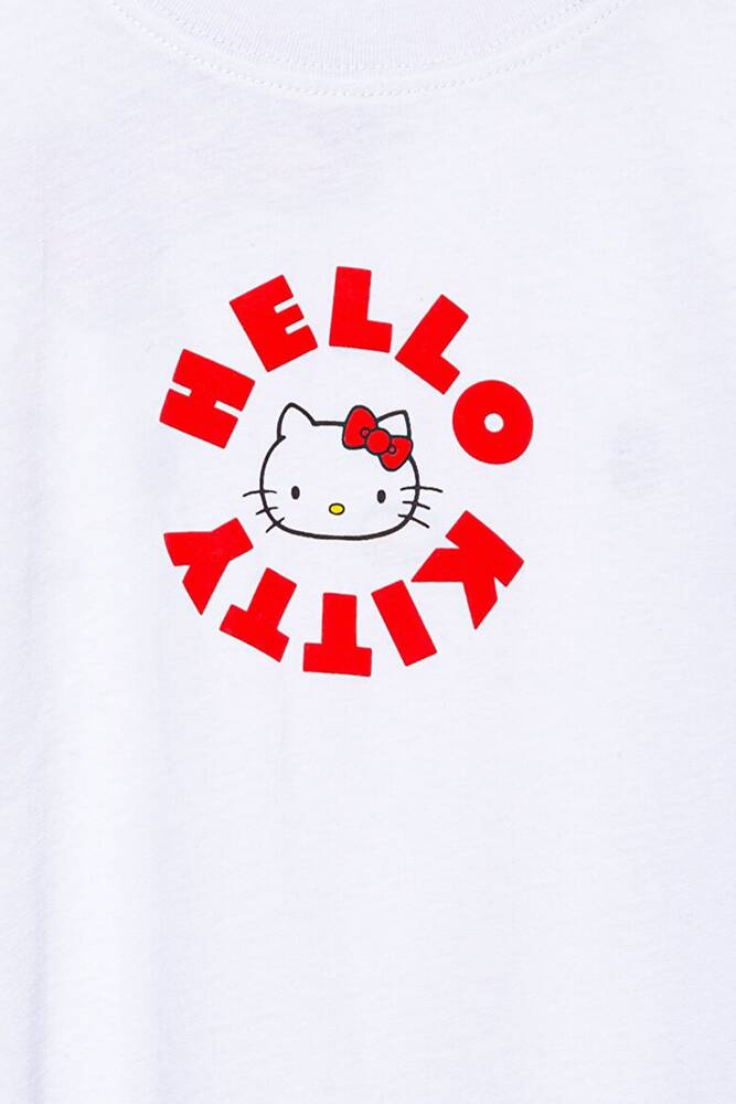 Kız Çocuk Hello Kıtty Baskılı Tişört 7610307-620 Beyaz 