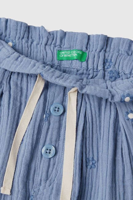 United Colors Of Benetton - Kız Çocuk İşlemeli Pantolon 40BTCF01T Mavi (1)