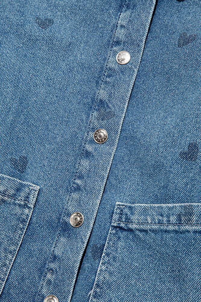 Kız Çocuk Lulu Denim Gömlek 7210002-90880 Mavi 