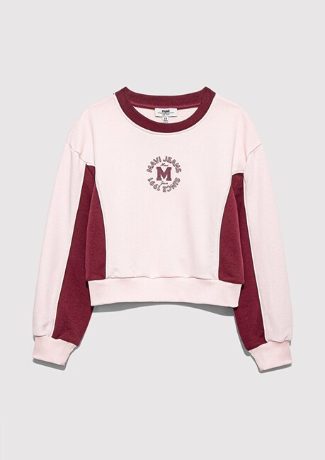 Kız Çocuk Mavi Jeans Baskılı Sweat 7S10120-90773 Pembe - Thumbnail