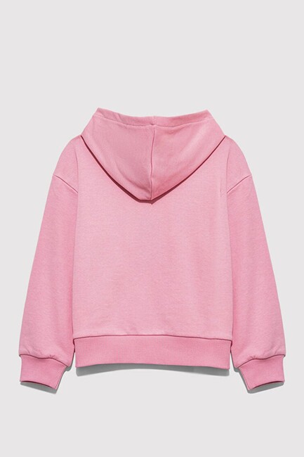 Kız Çocuk Mavi Logo Baskılı Kapüşonlu Sweat 7S10147-70972 Pembe - Thumbnail