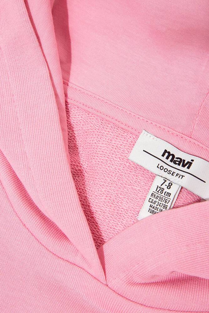 Kız Çocuk Mavi Logo Baskılı Kapüşonlu Sweat 7S10147-70972 Pembe 