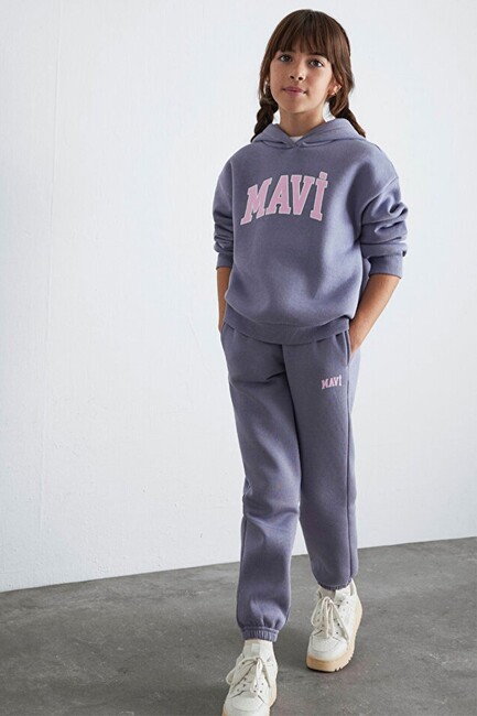 Kız Çocuk Mavi Logo Baskılı Sweat 7610035-88095 Mor (2)
