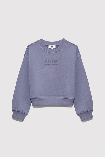 Kız Çocuk Mavi Logo Baskılı Sweat 7S10146-88095 Mavi - Thumbnail
