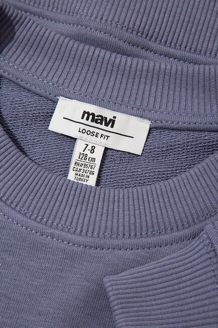 Kız Çocuk Mavi Logo Baskılı Sweat 7S10146-88095 Mavi - Thumbnail