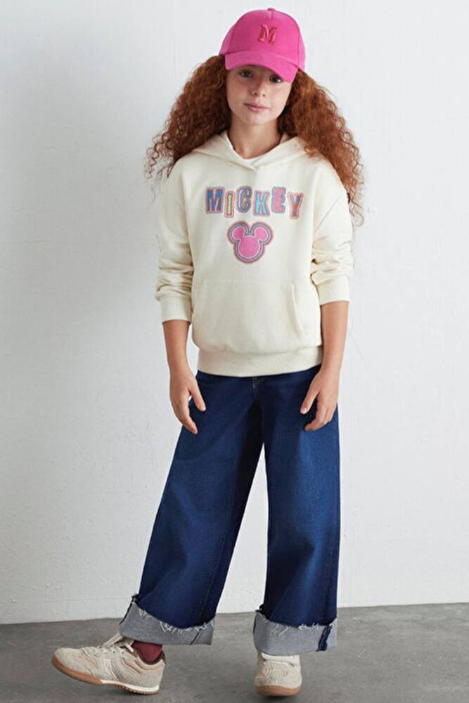 Kız Çocuk Mickey Baskılı Sweat 7S10141-70072 Bej 