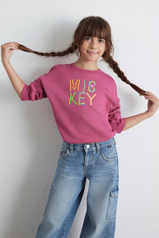 Kız Çocuk Mickey Baskılı Sweat 7S10142-71085 Pembe 