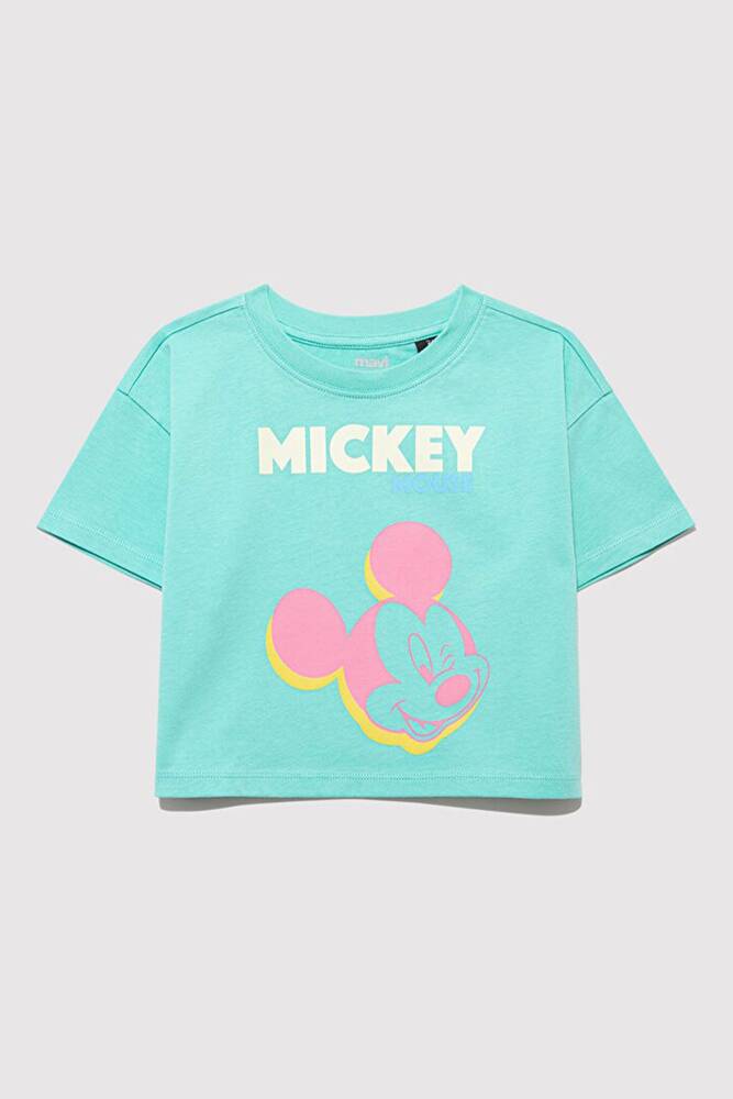 Kız Çocuk Mickey Mouse Baskılı Tişört 7610332-71673 Turkuaz 