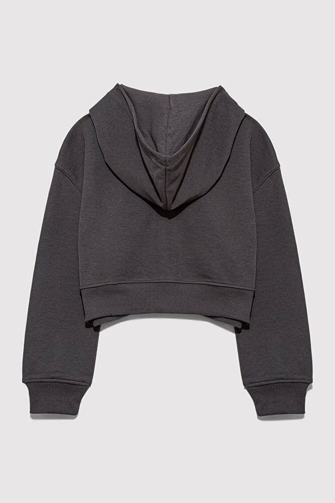 Kız Çocuk MV Baskılı Fermuarlı Sweat 7S10128-90778 Gri 