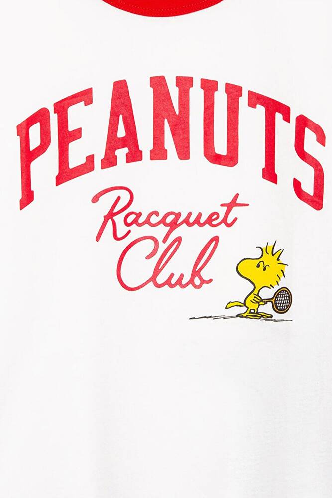 Kız Çocuk Peanuts Baskılı Tişört 7610371-70057 Ekru 