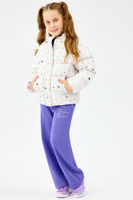 Kız Çocuk Puffer Ceket SK2520052-1040 Ekru - Thumbnail