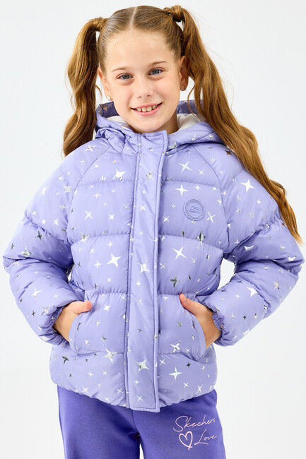 Kız Çocuk Puffer Ceket SK2520052-2195 Mor - Thumbnail