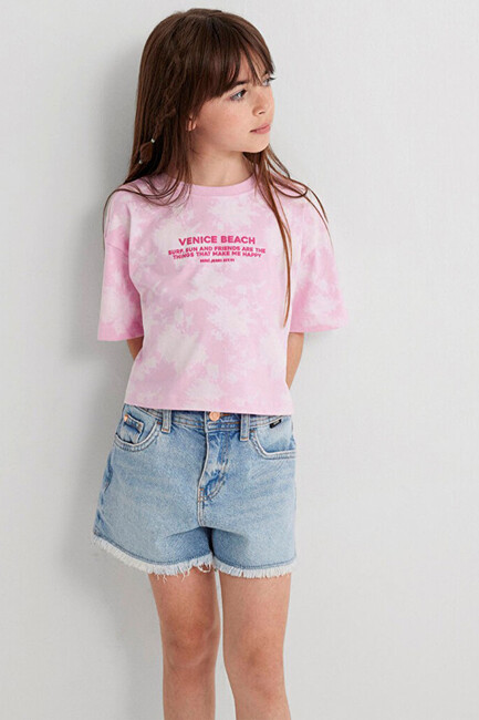 Kız Çocuk Venice Beach Batik Baskılı Tişört 7610325-90384 Pembe - Thumbnail