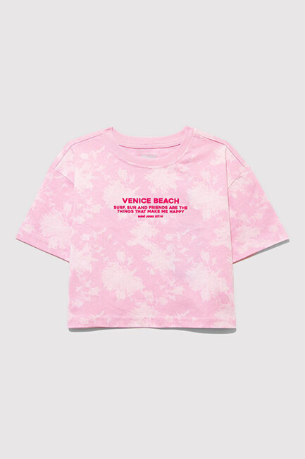 Kız Çocuk Venice Beach Batik Baskılı Tişört 7610325-90384 Pembe - Thumbnail