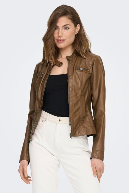 Only - Only Kadın Onlbandıt Faux Leather Ceket 15081400 Kahverengi 